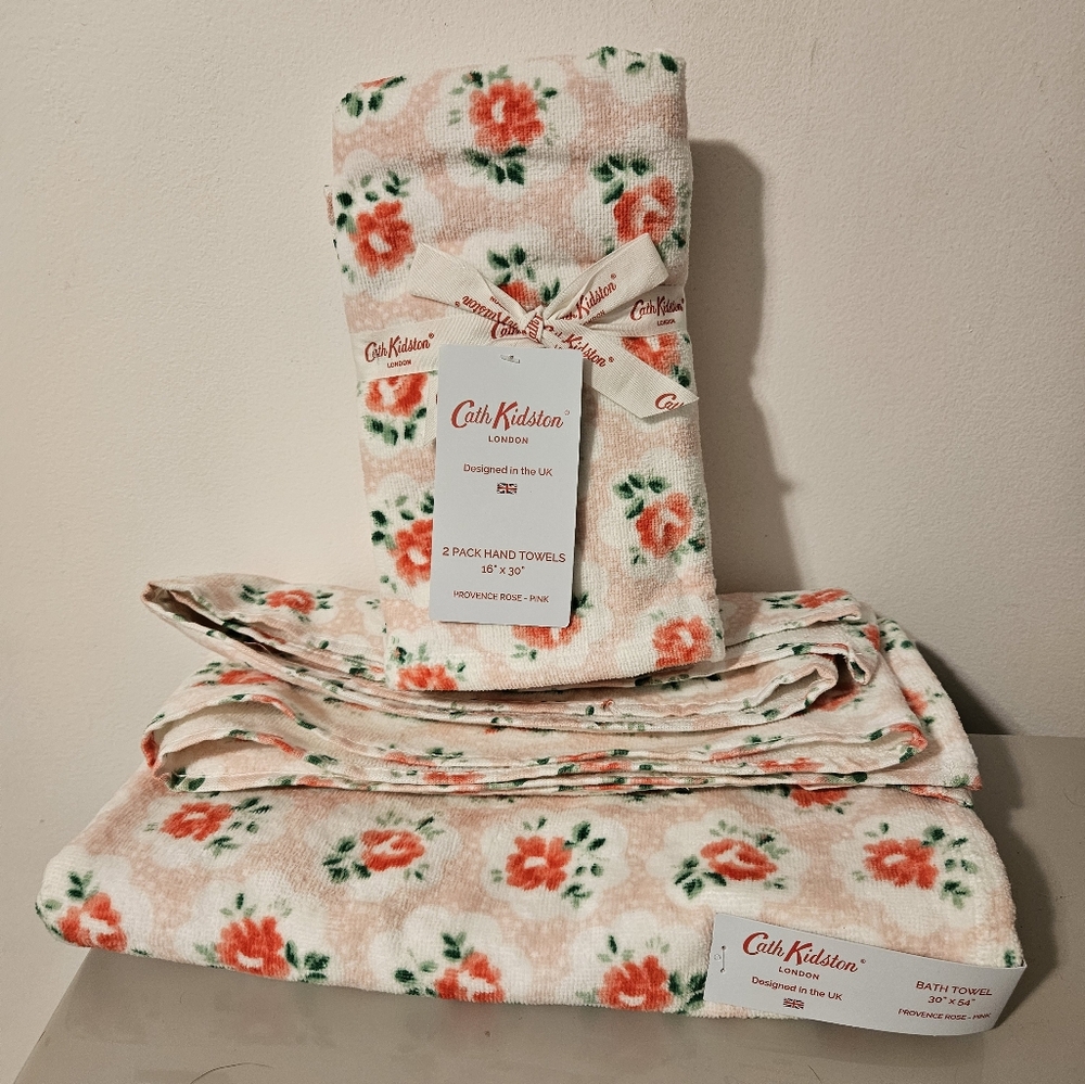 Cath Kidston 3-Piece Provence Rose Floral Hand & Body Towel Set